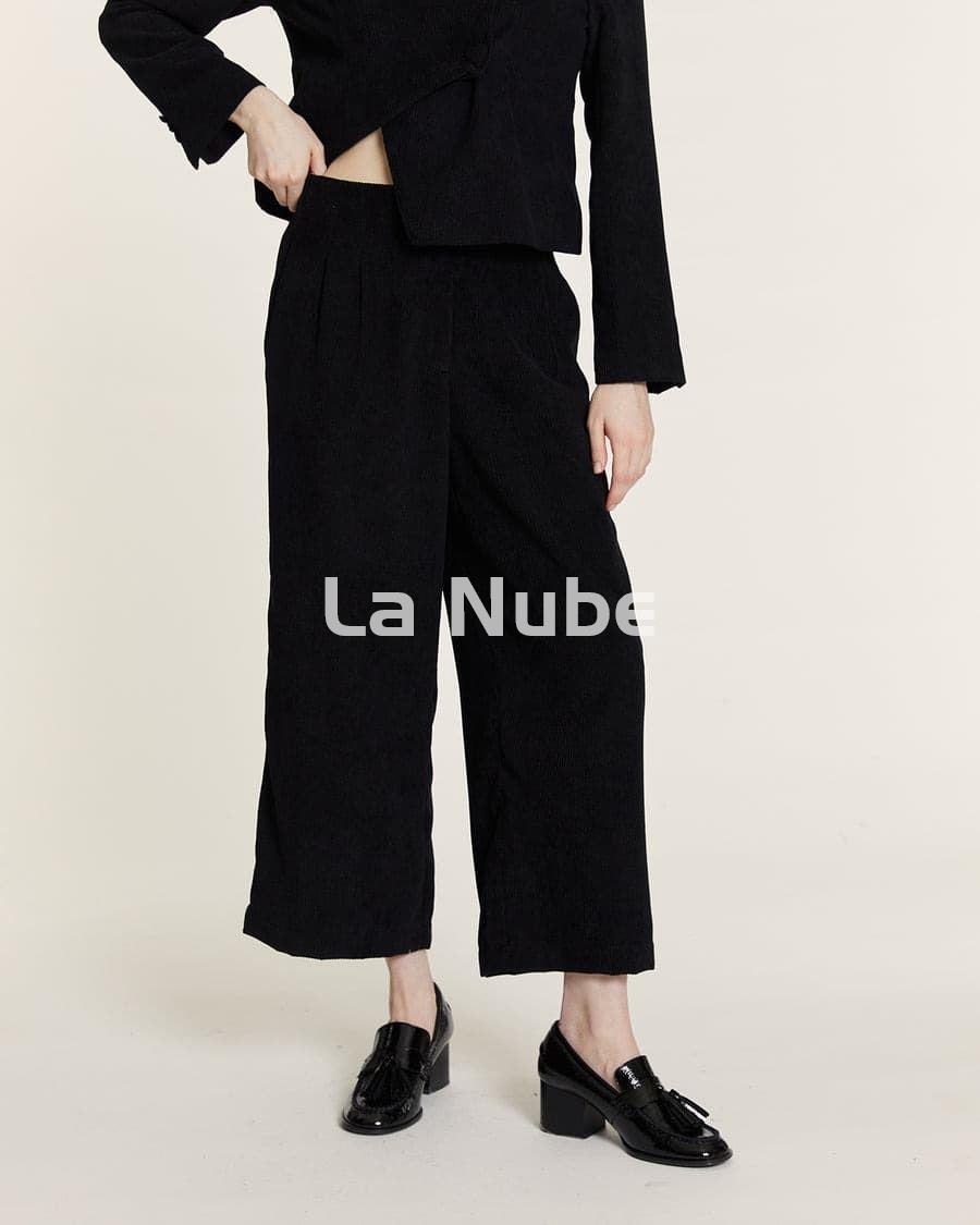 Culote de pana con pinzas negro - Imagen 1