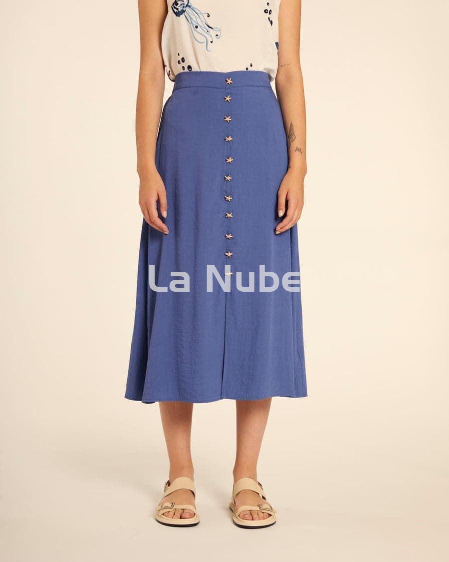 Falda midi abotonada azul - Imagen 1
