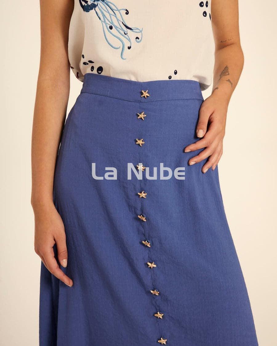 Falda midi abotonada azul - Imagen 3