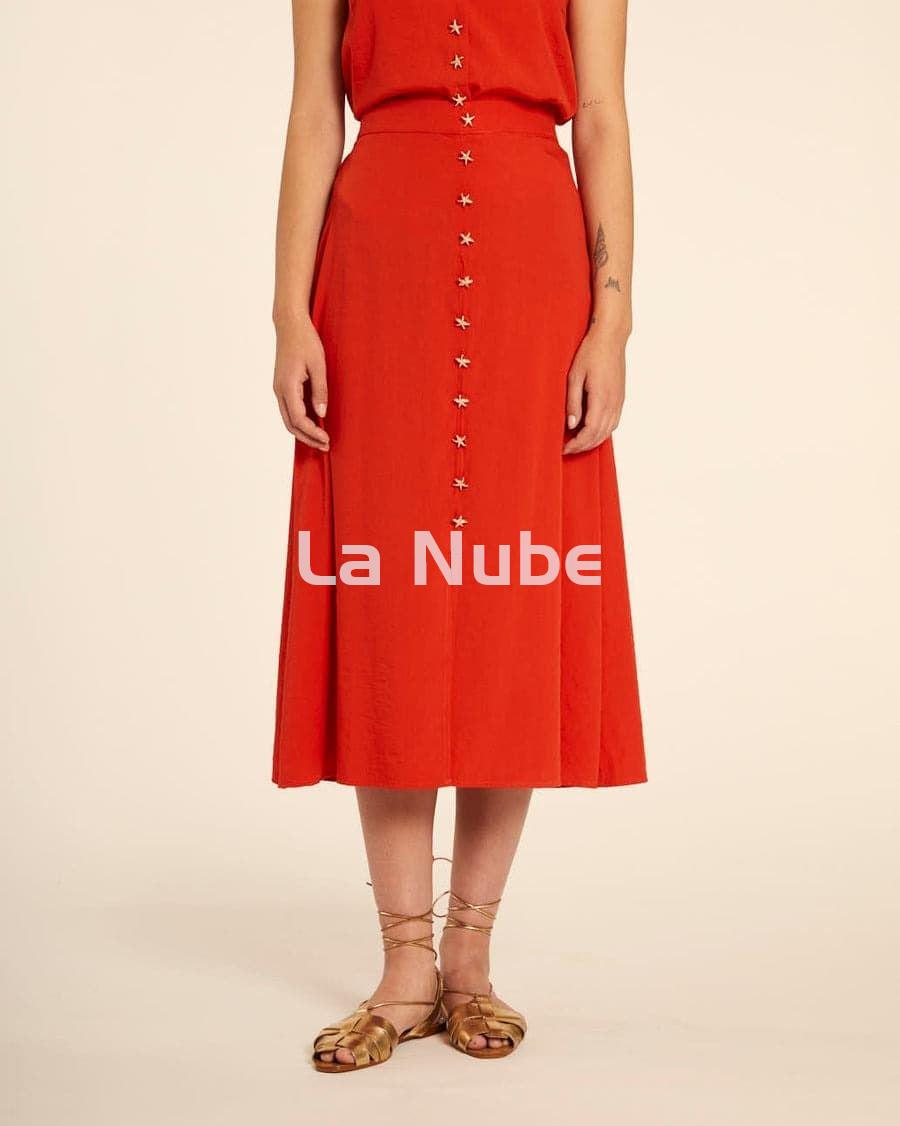 Falda midi abotonada rojo - Imagen 1