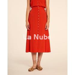 Falda midi abotonada rojo - Imagen 1