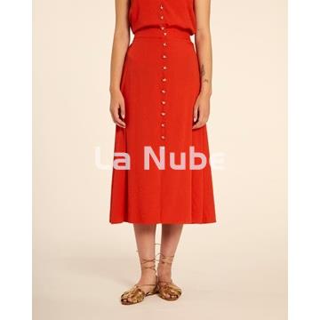 Falda midi abotonada rojo - Imagen 1