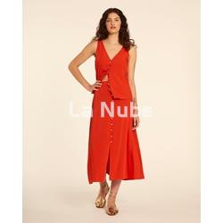 Falda midi abotonada rojo - Imagen 2