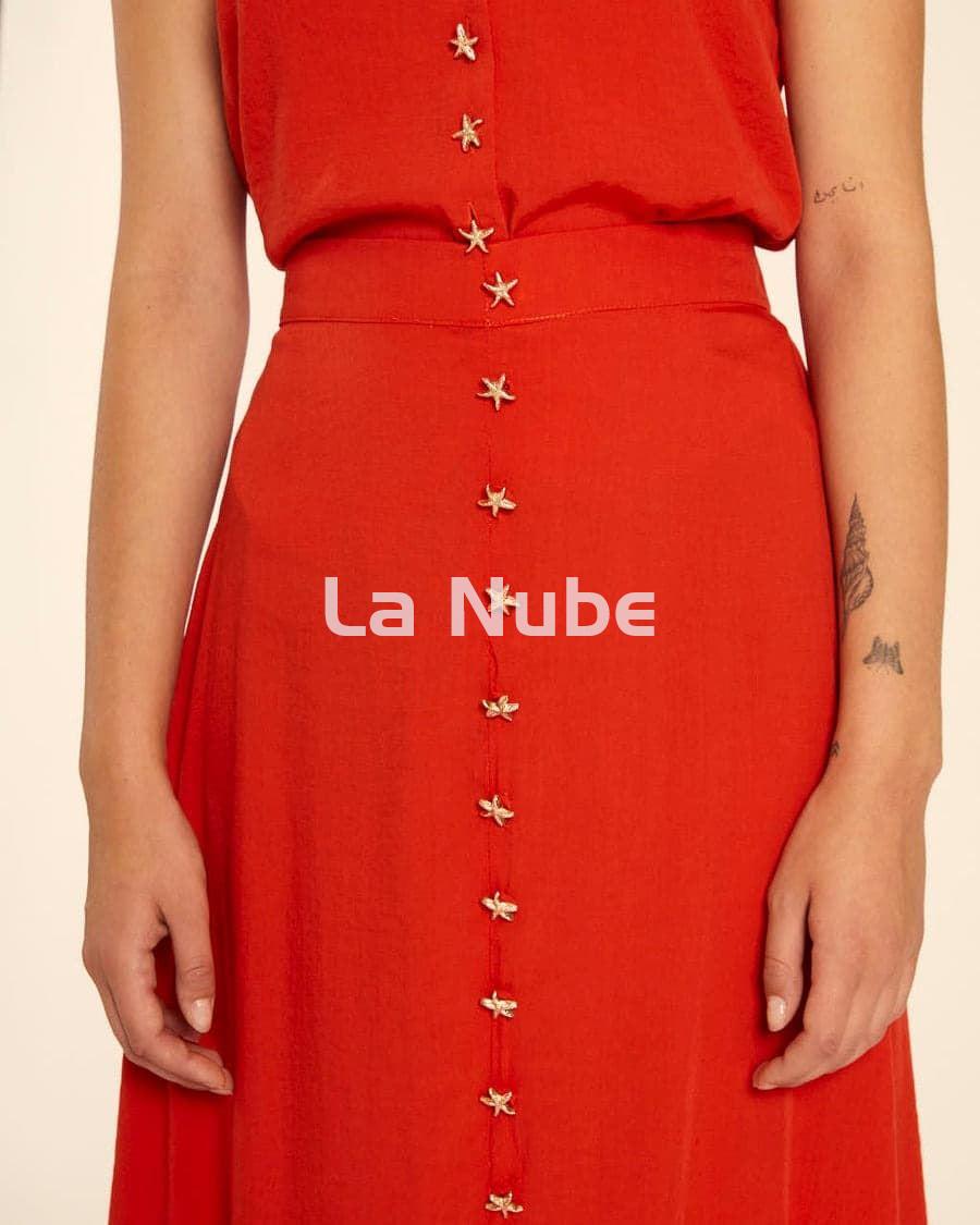 Falda midi abotonada rojo - Imagen 3