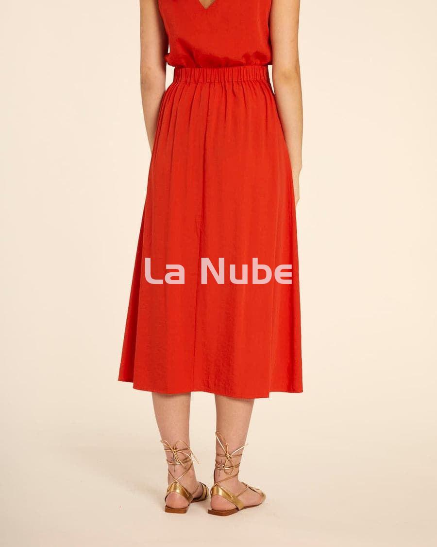 Falda midi abotonada rojo - Imagen 4