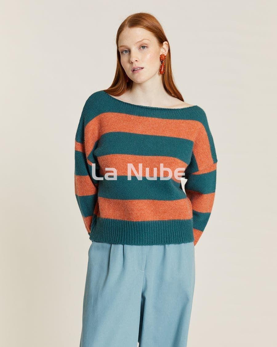 Jersey de rayas verde y toffe - Imagen 2