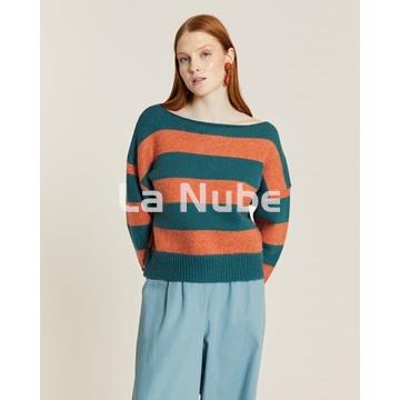 Jersey de rayas verde y toffe - Imagen 2