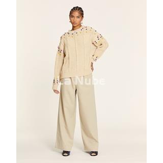 Jersey pompom con trenzados crema - Imagen 2