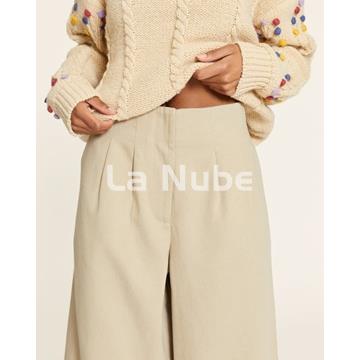 Pantalón tencel con pinzas beige - Imagen 1