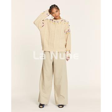 Pantalón tencel con pinzas beige - Imagen 2