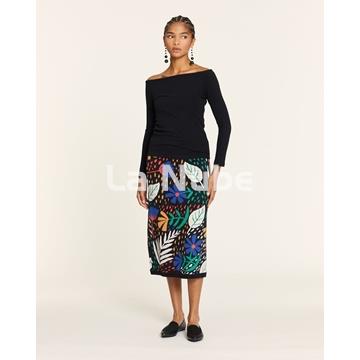 Top canalé cuello barca negro - Imagen 2