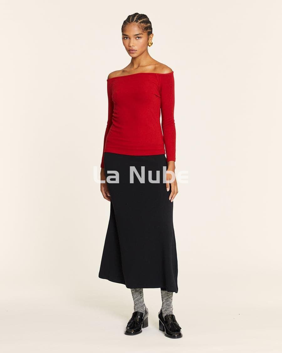 Top canalé cuello barca rojo - Imagen 2
