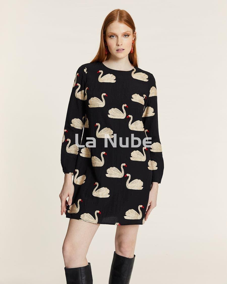 Vestido corto bordado cisnes - Imagen 2