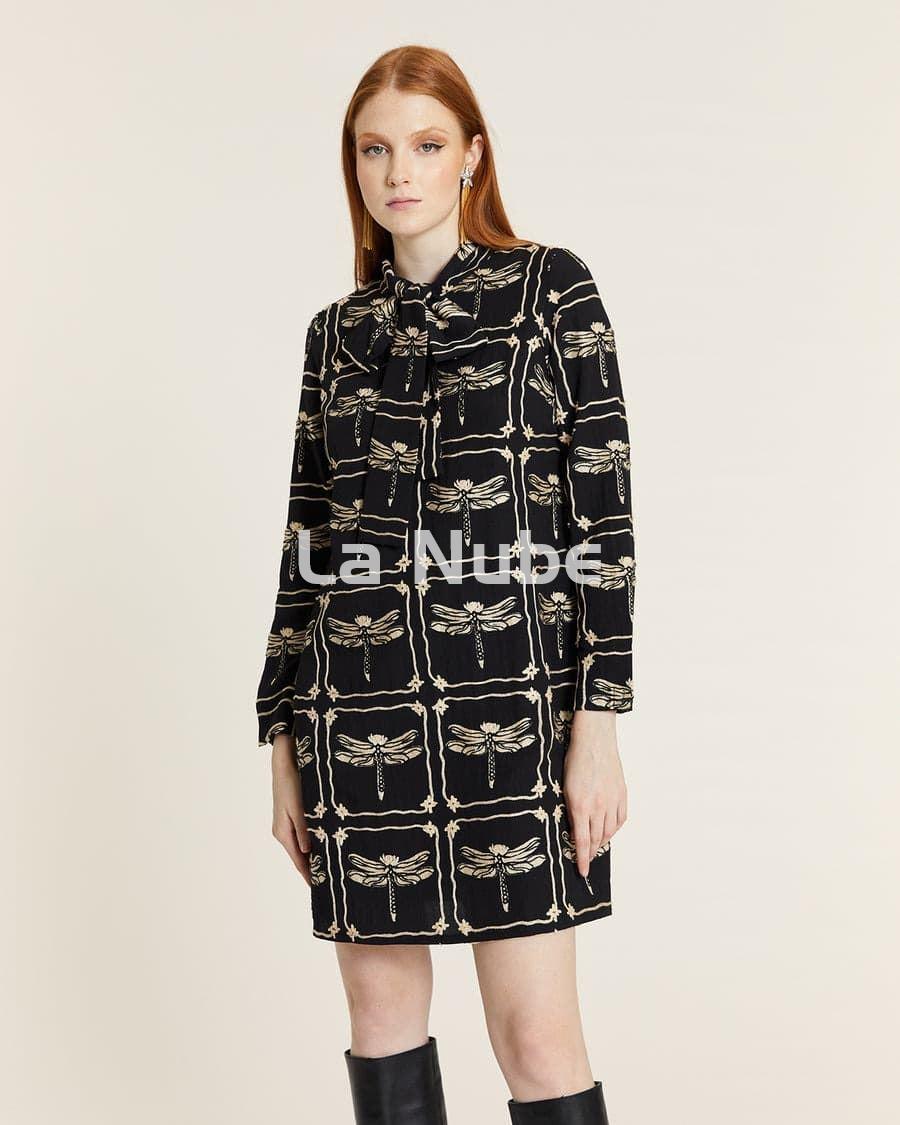 Vestido lazada bordado libélulas - Imagen 2
