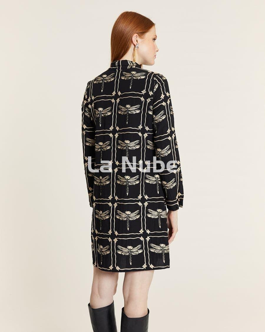 Vestido lazada bordado libélulas - Imagen 4