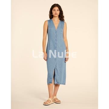 Vestido midi abotonado denim - Imagen 1