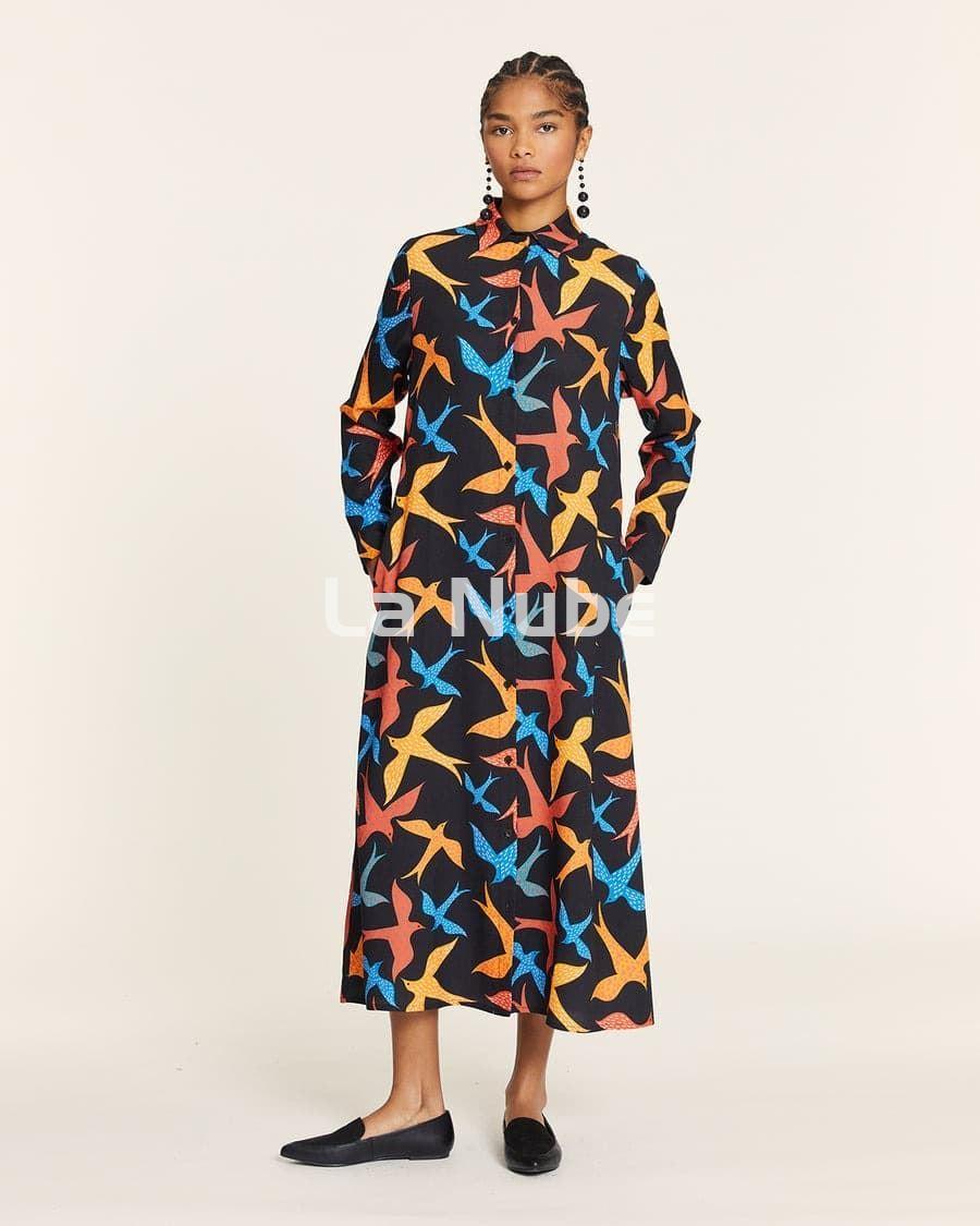 Vestido pájaros camisero - Imagen 1