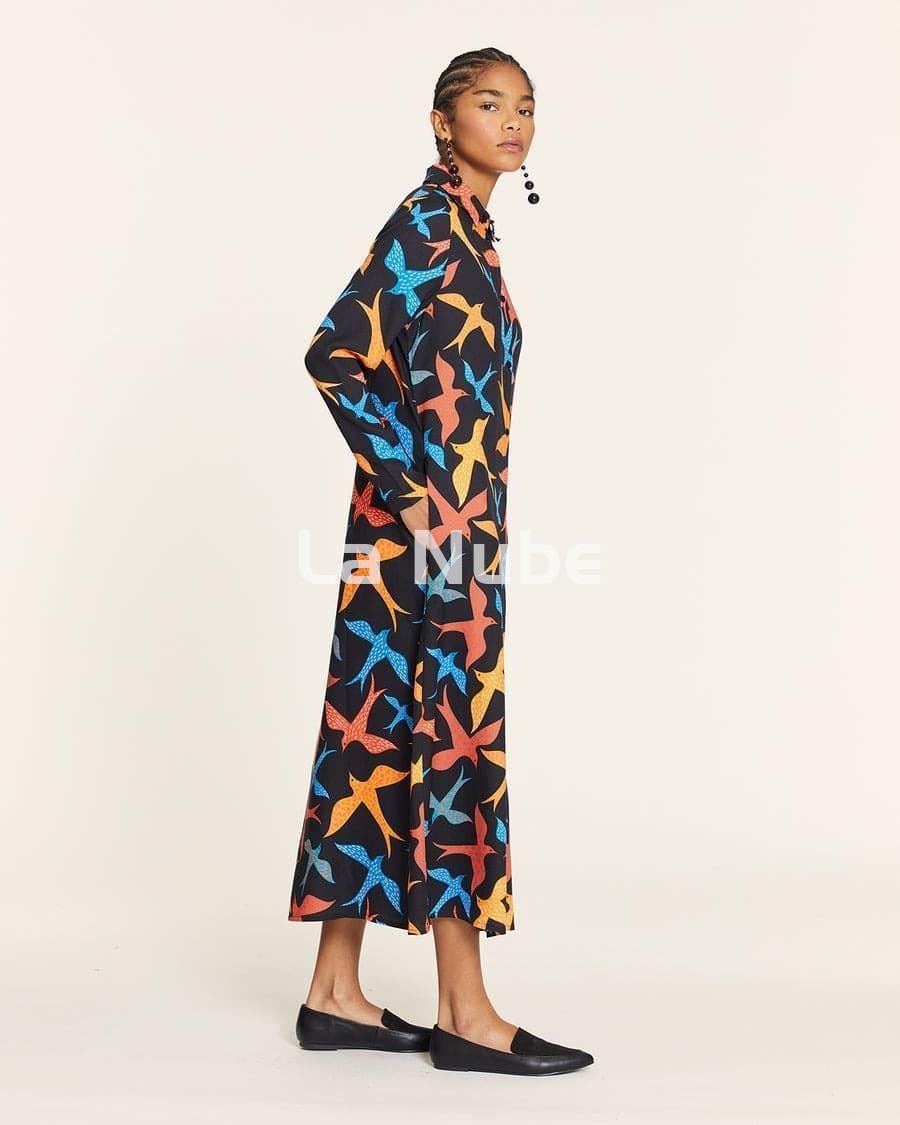 Vestido pájaros camisero - Imagen 2